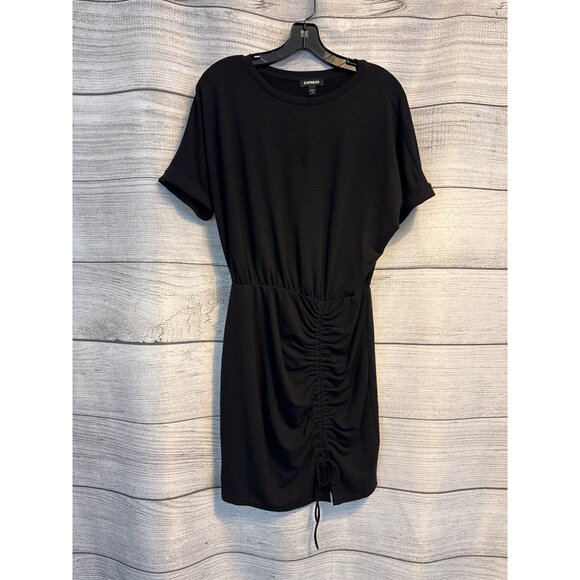 Express Black Ruched Drawstring Waist Dress Size S - Picture 1 of 3